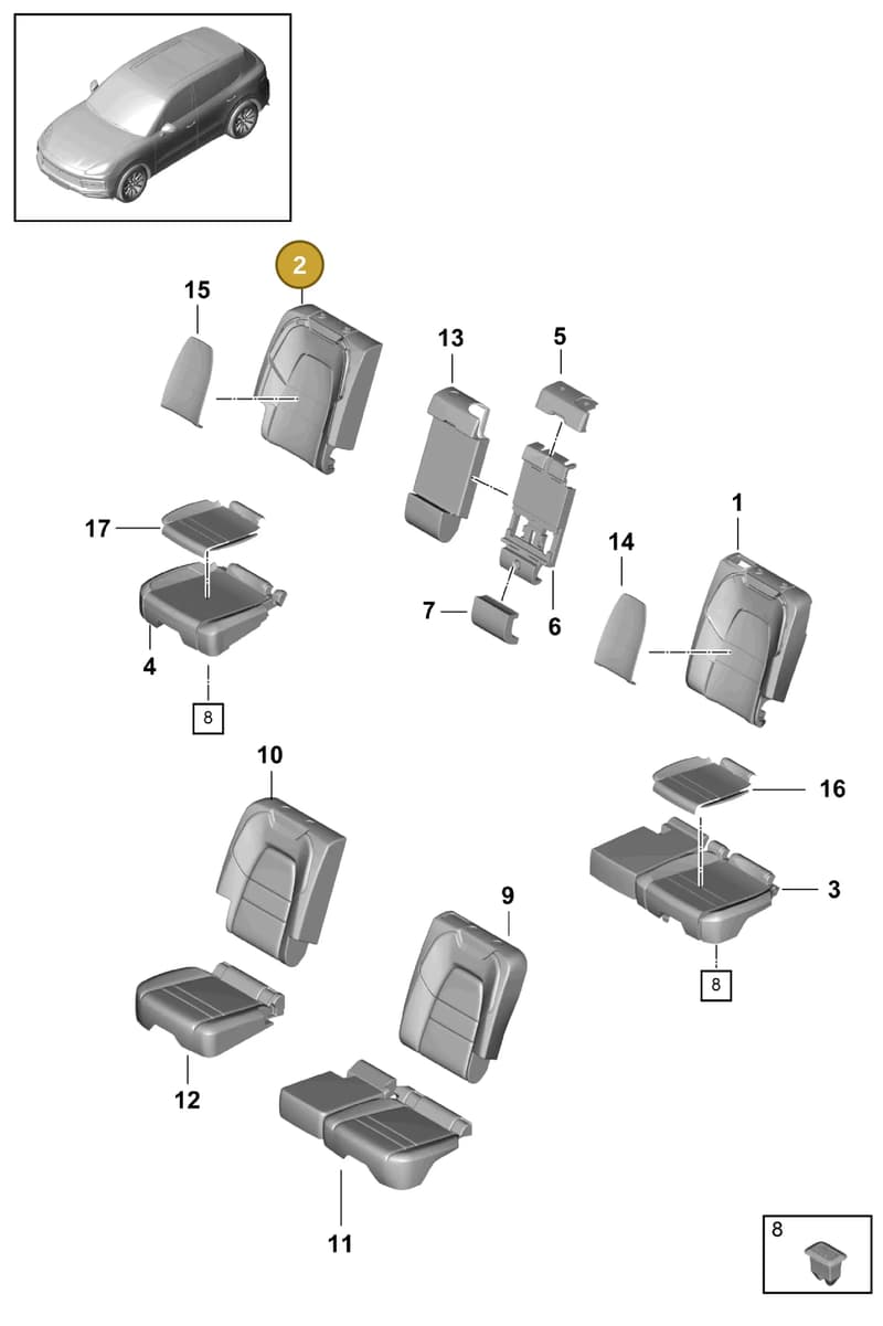 9Y0885776Q — Porsche Cayenne (2017-2023) diagram p51818030, position 2
