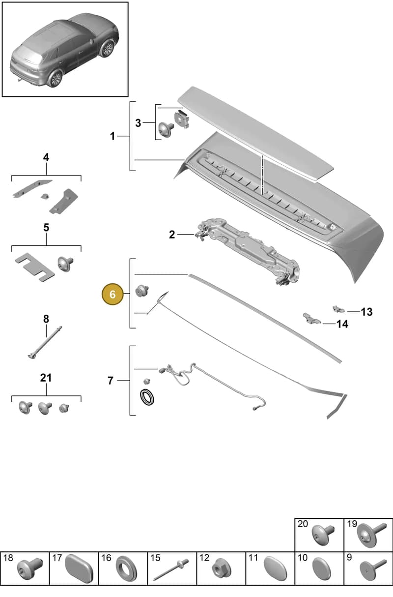 9Y0898003A — Porsche Cayenne (2017-2023) diagram p51803040, position 6