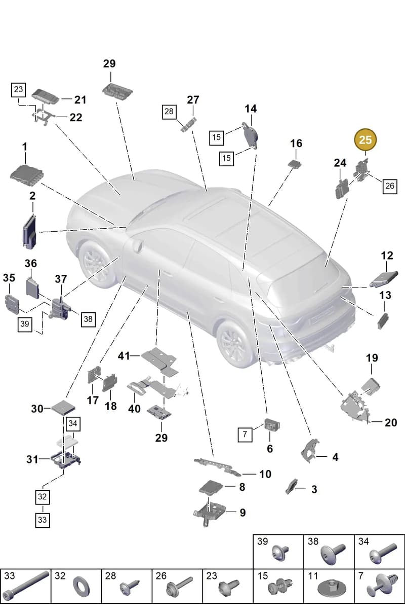 9Y0907509B — Porsche Cayenne (2017-2023) diagram p51901003, position 25