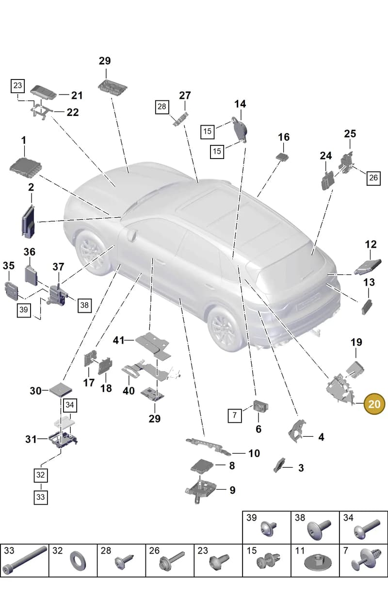 9Y0907561K — Porsche Cayenne (2017-2023) diagram p51901003, position 20