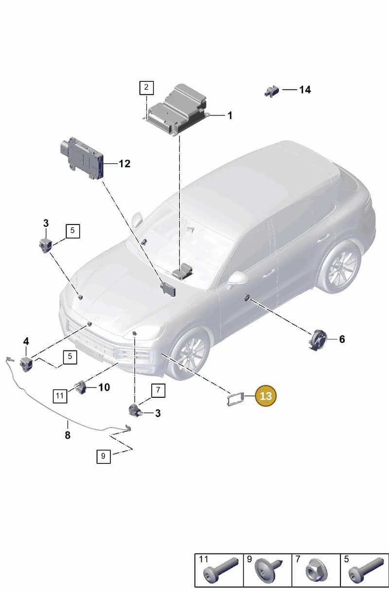 9Y0907667B — Porsche Cayenne Coupe (2023-2023) diagram p60901900, position 13