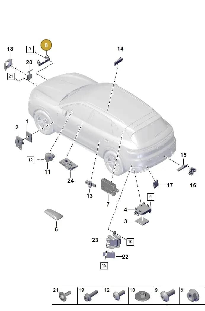 9Y0907699A — Porsche Cayenne Coupe (2023-2023) diagram p60901300, position 8