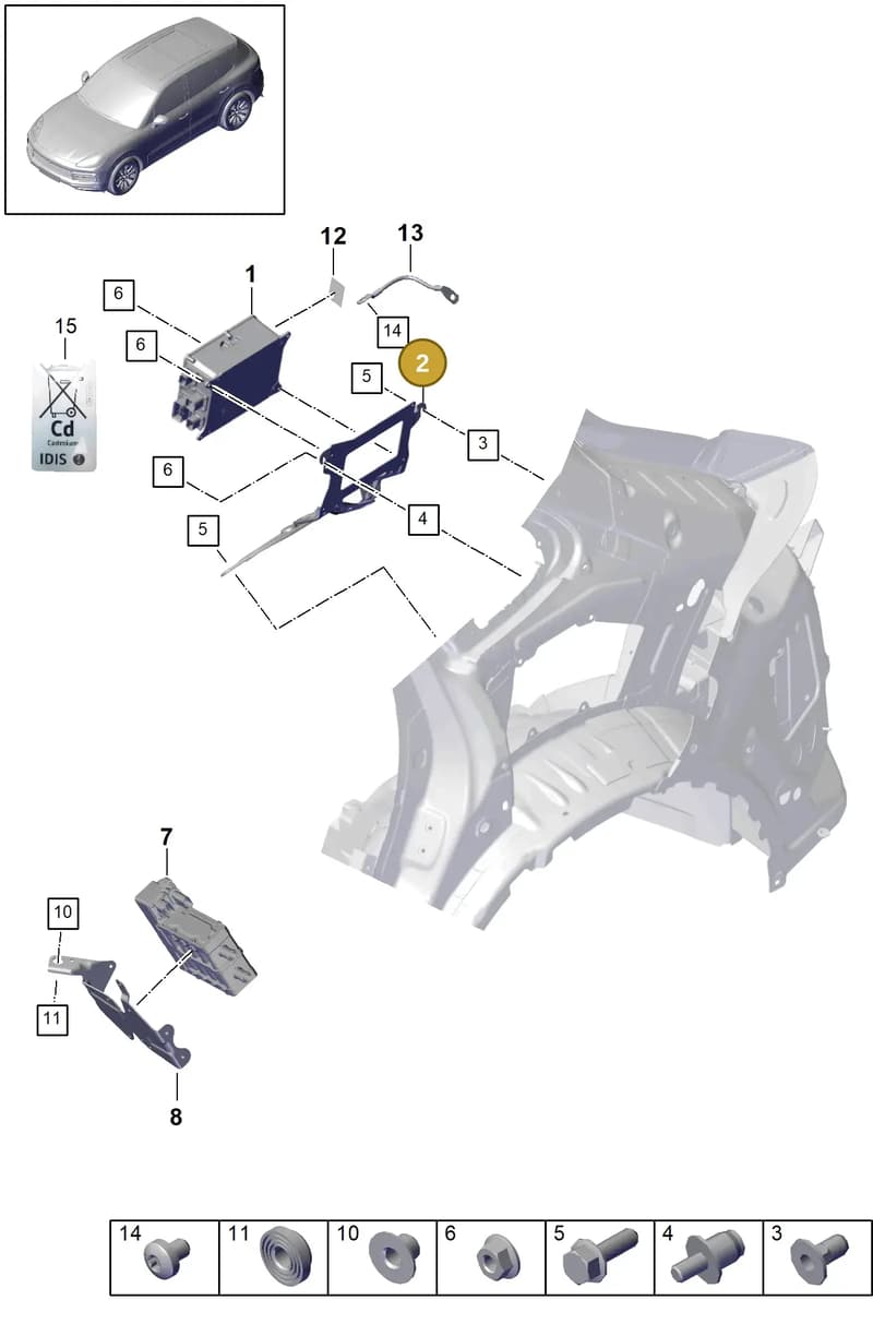 9Y0907908 — Porsche Cayenne (2017-2023) diagram p51901140, position 2