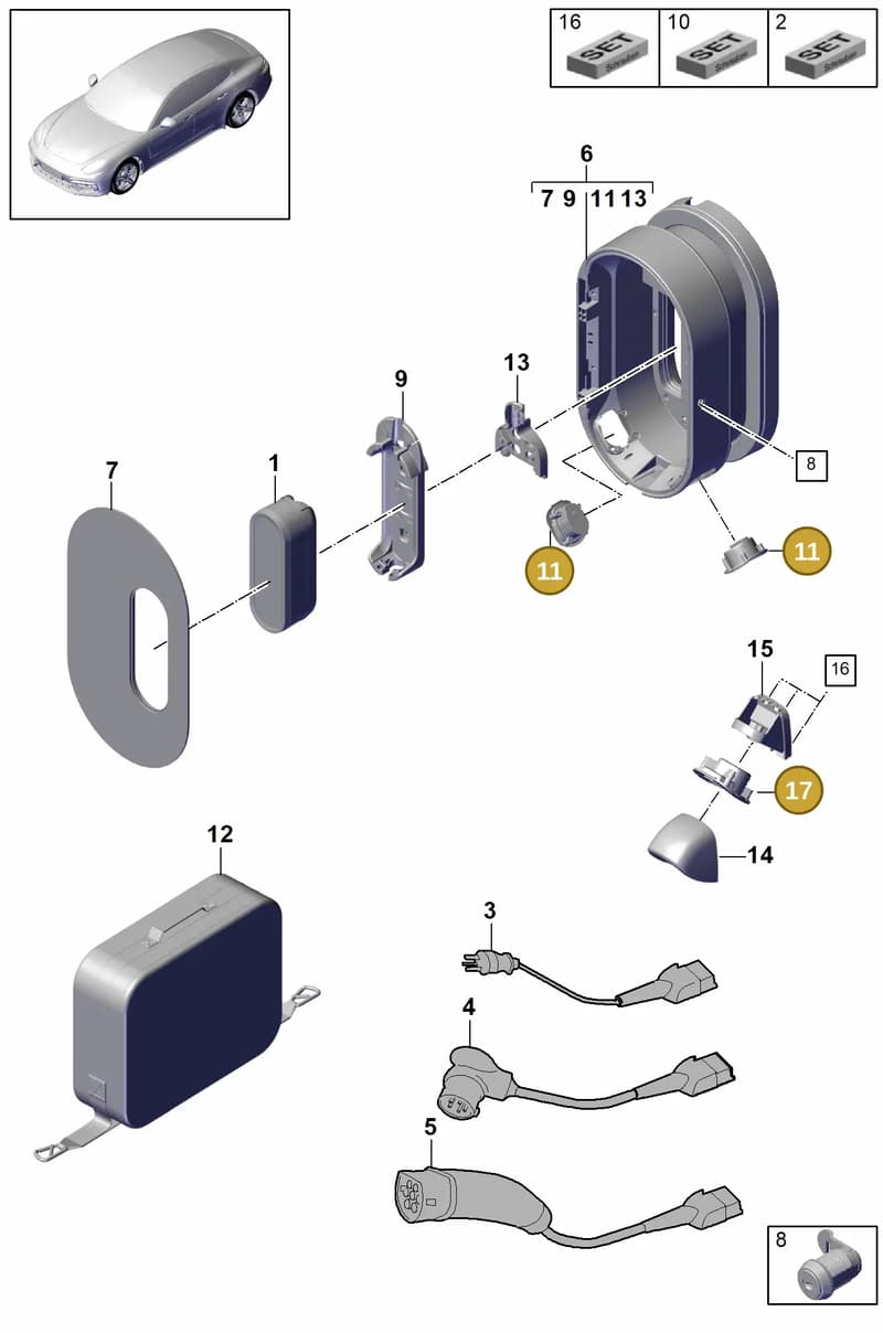 9Y0915344 — Porsche Panamera (2016-2020) diagram p49901050, position 11+17