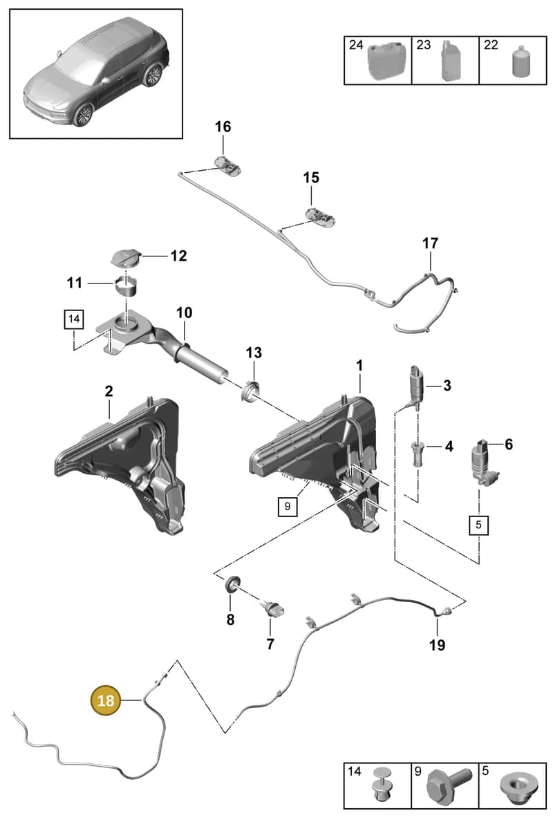9Y0955970D — Porsche Cayenne (2017-2023) diagram p51904010, position 18