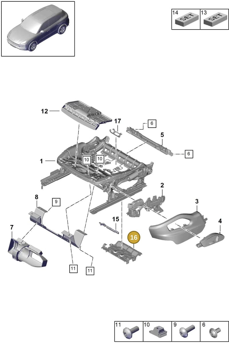 9Y0959729 — Porsche Cayenne (2017-2023) diagram p51817040, position 16