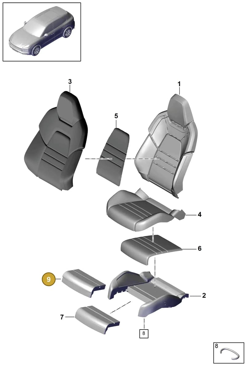 9Y0963549B — Porsche Cayenne (2017-2023) diagram p51817060, position 9