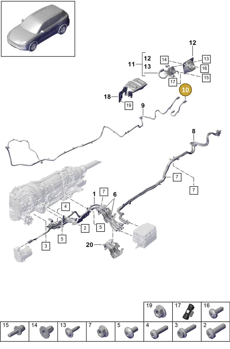 9Y0971602A — Porsche Cayenne (2017-2023) diagram p51901130, position 10