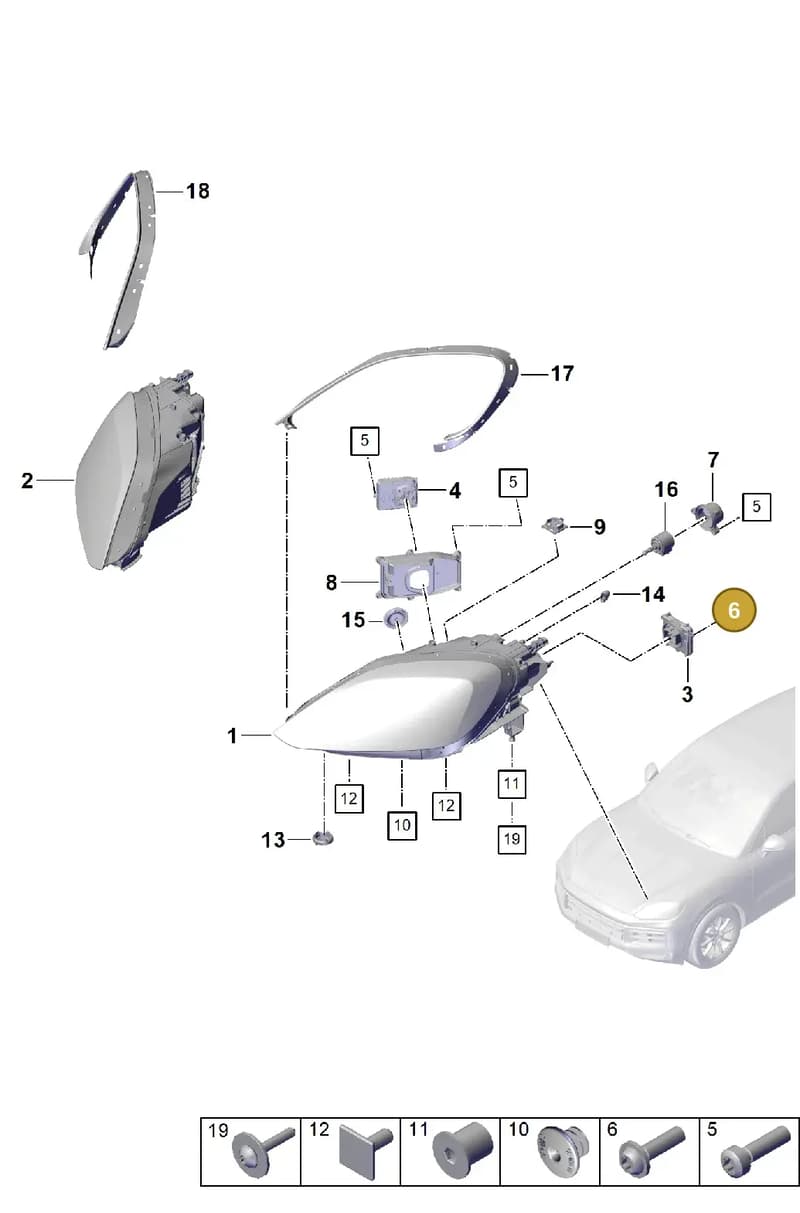 9Y0998119 — Porsche Cayenne Coupe (2023-2023) diagram p60908100, position 6