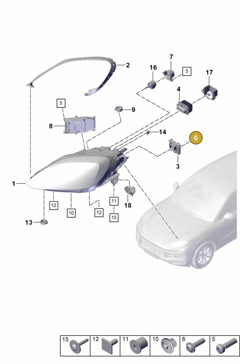 9Y0998119 — Porsche Cayenne Coupe (2023-2023) diagram p60908000, position 6