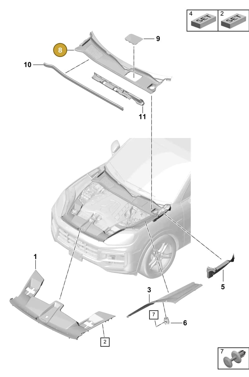 9Y1819401C1E0 — Porsche Cayenne Coupe (2023-2023) diagram p60807070, position 8
