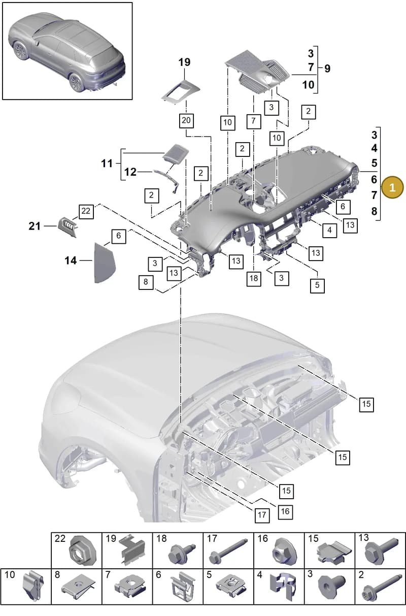 9Y1857003BDOX8 — Porsche Cayenne (2017-2023) diagram p51809000, position 1
