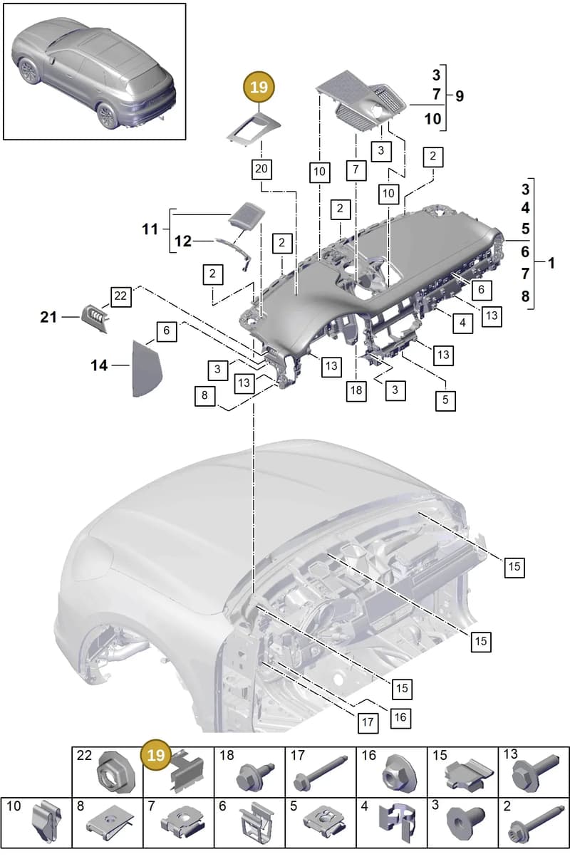 9Y1857038AOH7 — Porsche Cayenne (2017-2023) diagram p51809000, position 19