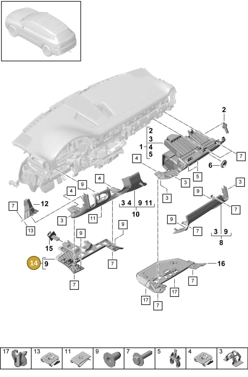 9Y1857161OS1 — Porsche Cayenne (2017-2023) diagram p51809010, position 14