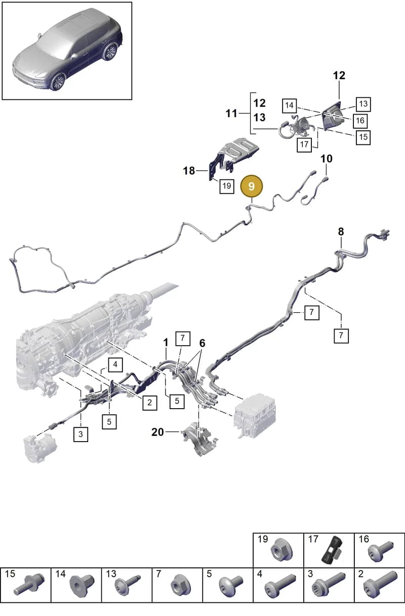9Y1971059E — Porsche Cayenne (2017-2023) diagram p51901130, position 9