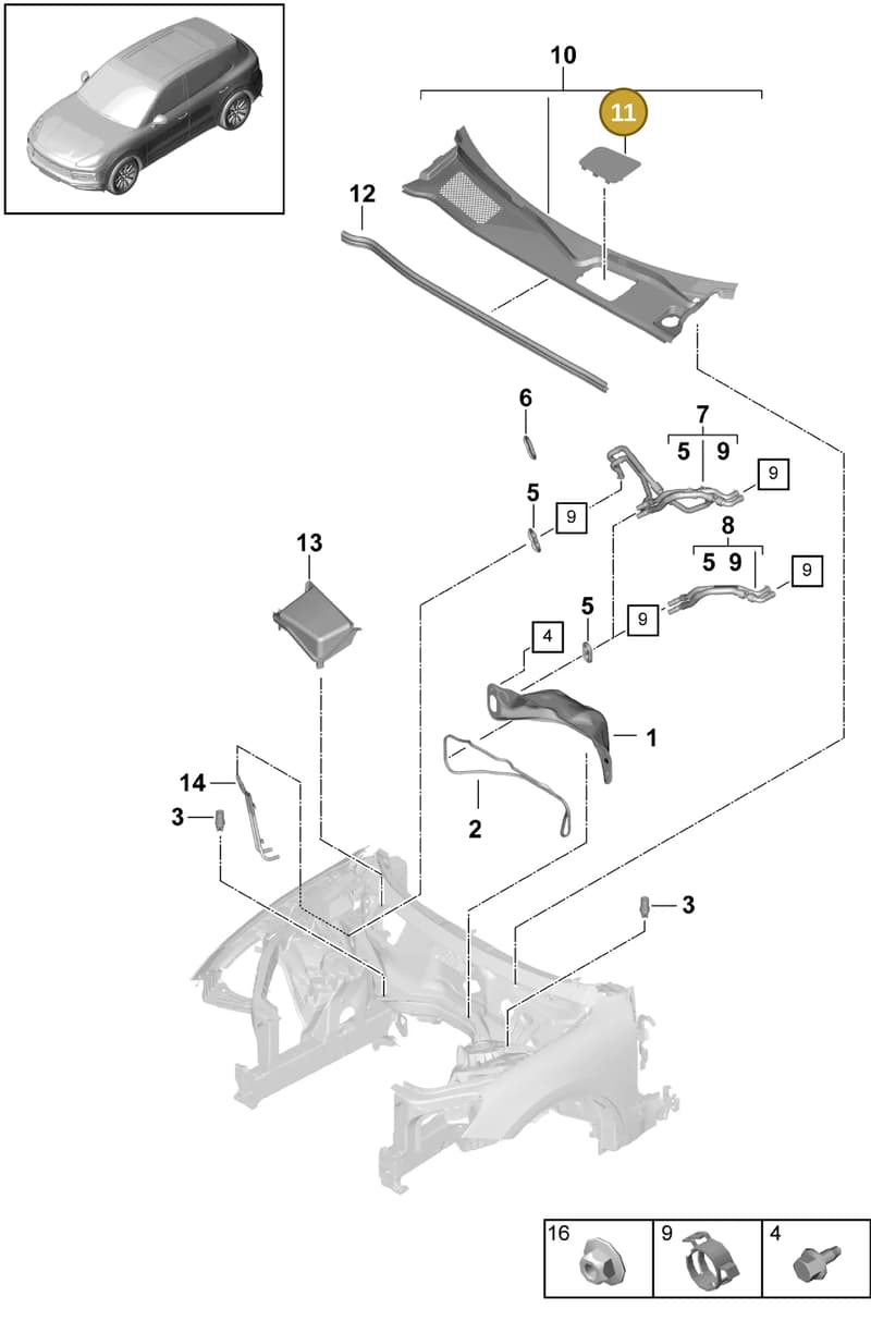 9Y28194471E0 — Porsche Cayenne (2017-2023) diagram p51813000, position 11