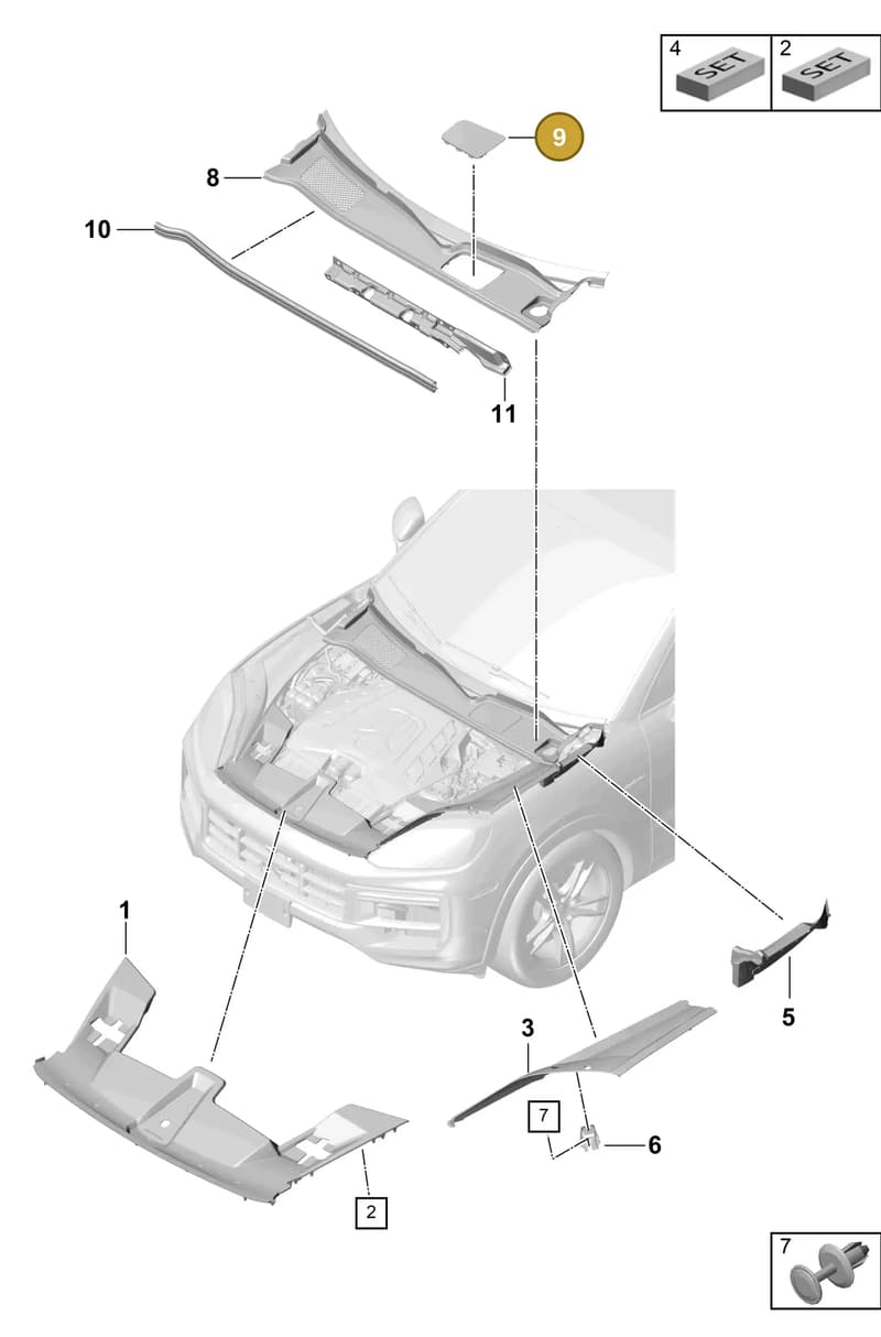 9Y28194471E0 — Porsche Cayenne Hybrid Coupe (2023-) diagram p60807070, position 9