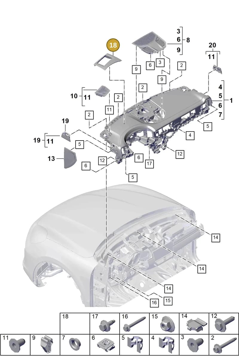 9Y2857038B5Q0 — Porsche Cayenne Coupe (2023-2023) diagram p60809000, position 18