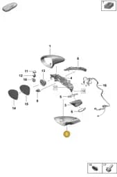 9Y2857538OK1 Porsche Mirror Housing (Matt Black OK1)