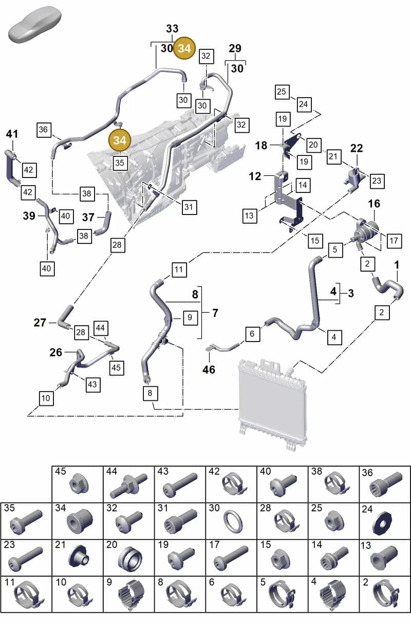 9Y3121199 — Porsche Cayenne Coupe (2023-2023) diagram p60105350, position 34