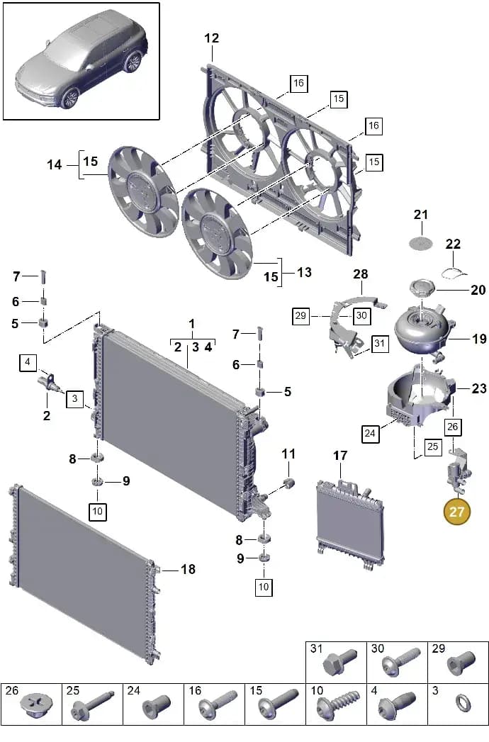 9Y3121447C — Porsche Cayenne (2017-2023) diagram p51105050, position 27