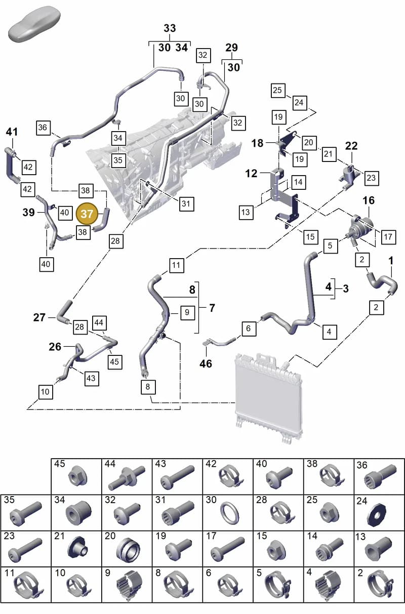 9Y3121447E — Porsche Cayenne Coupe (2023-2023) diagram p60105350, position 37