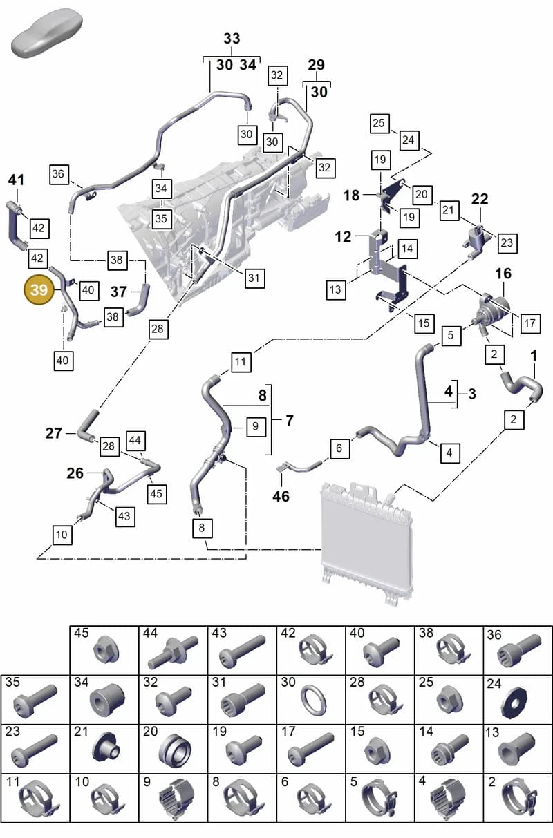 9Y3121485 — Porsche Cayenne Coupe (2023-2023) diagram p60105350, position 39