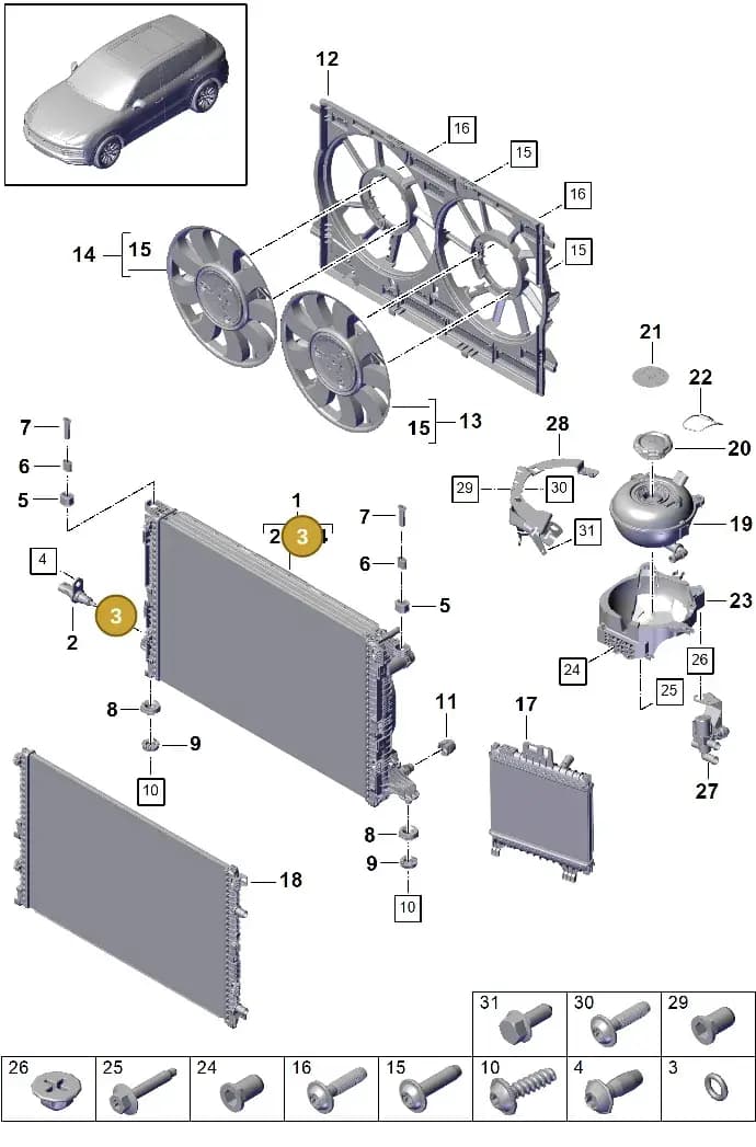 9Y3122073 — Porsche Cayenne (2017-2023) diagram p51105050, position 3