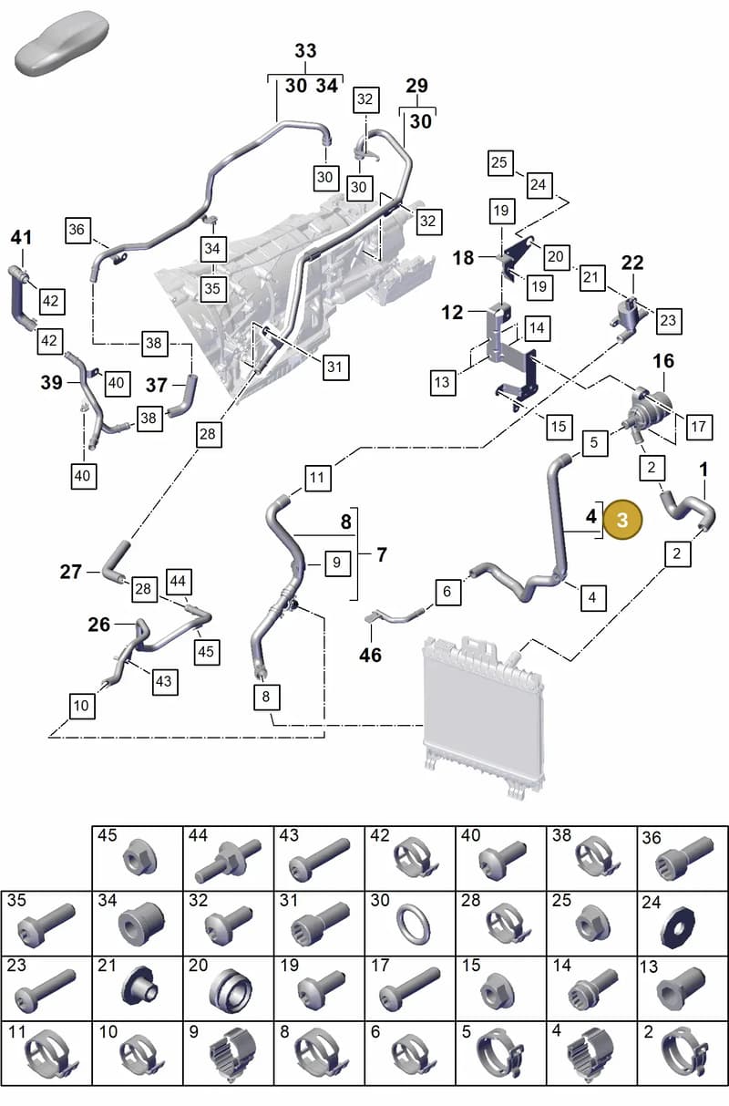 9Y3122073 — Porsche Cayenne Coupe (2023-2023) diagram p60105350, position 3