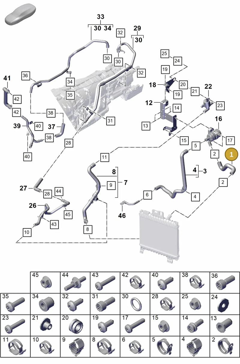 9Y3122073A — Porsche Cayenne Coupe (2023-2023) diagram p60105350, position 1