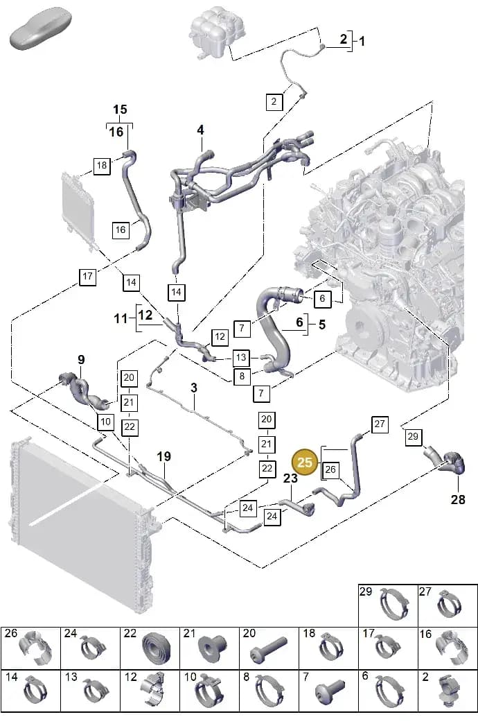 9Y3122073 — Porsche Cayenne Coupe (2023-2023) diagram p60105340, position 25