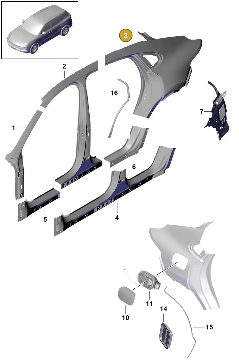 9Y3809036BY — Porsche Cayenne (2017-2023) diagram p51801070, position 3