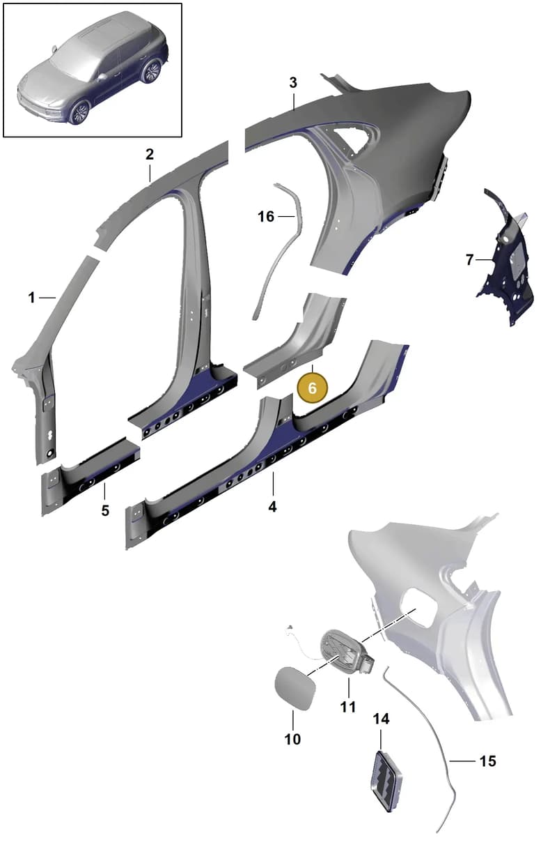 9Y3809530YGRV — Porsche Cayenne (2017-2023) diagram p51801070, position 6