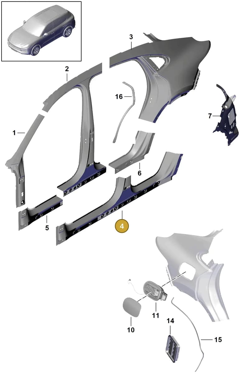 9Y3809555Y — Porsche Cayenne (2017-2023) diagram p51801070, position 4