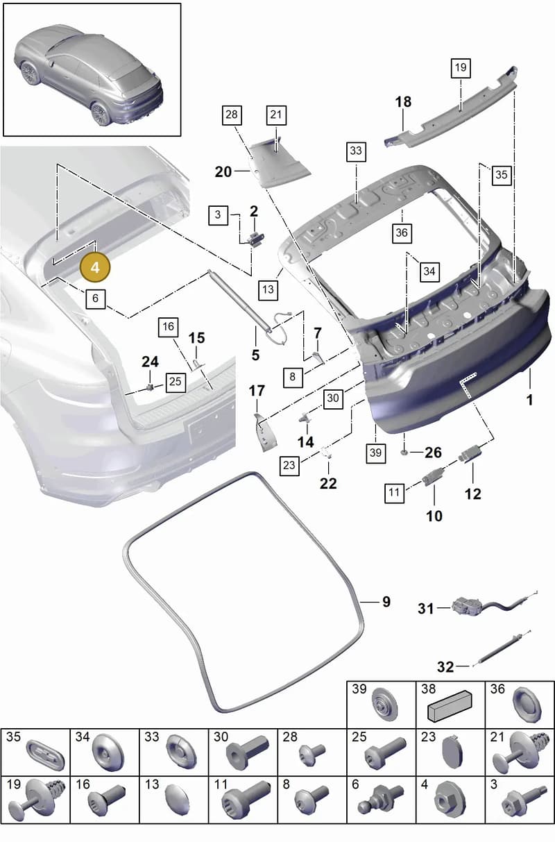 9Y3827199 — Porsche Cayenne (2017-2023) diagram p51803015, position 4