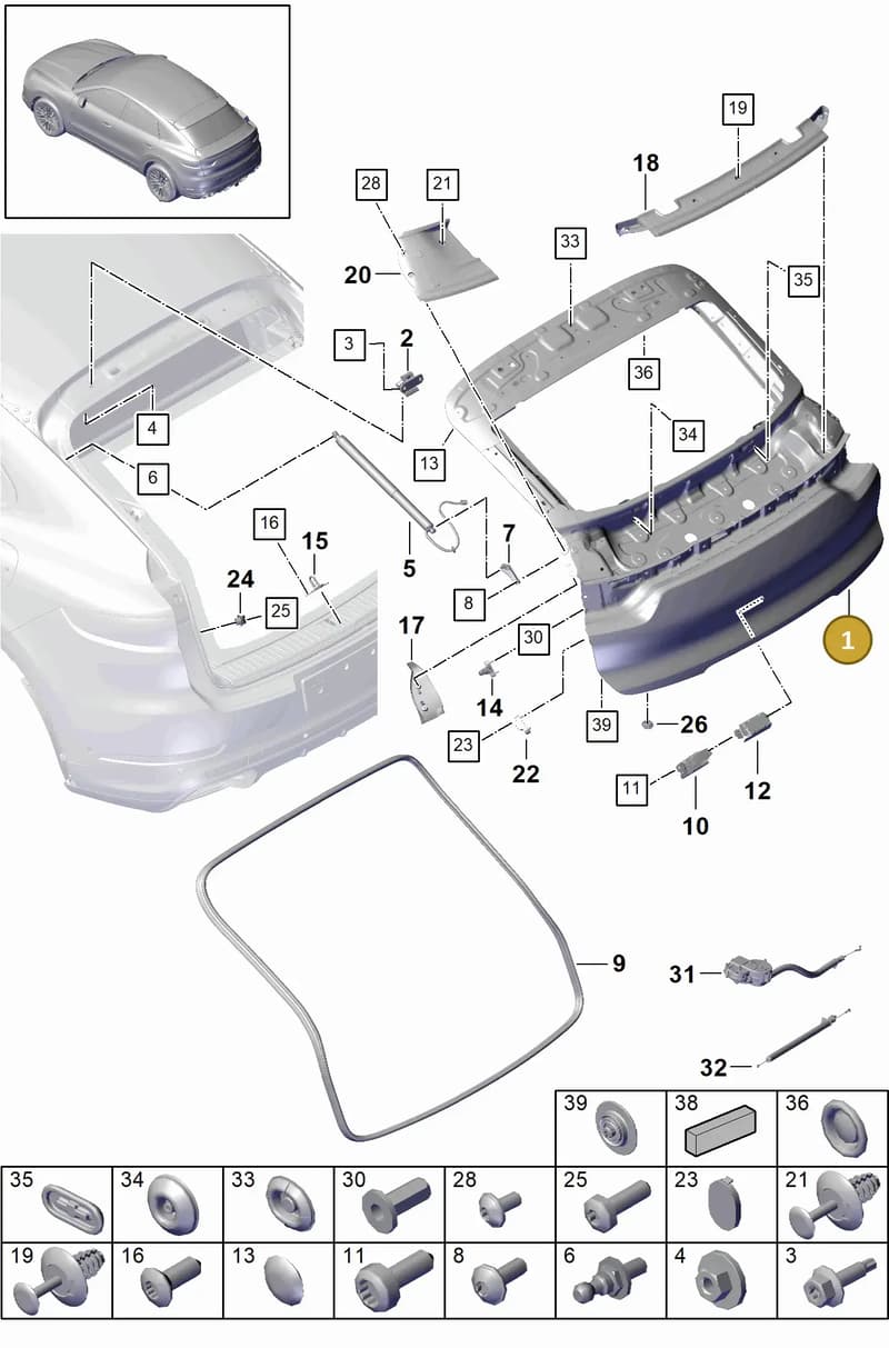 9Y3827576DOK1 — Porsche Cayenne (2017-2023) diagram p51803015, position 1