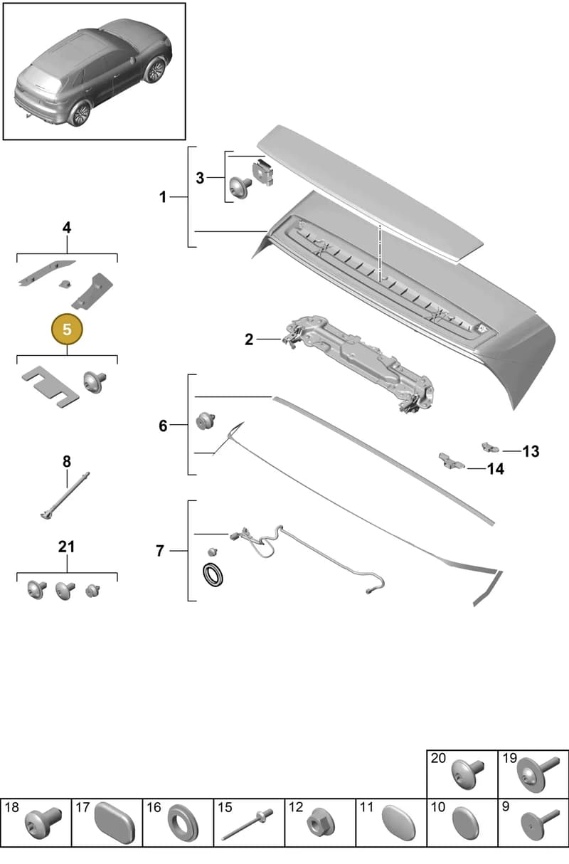9Y3827599 — Porsche Cayenne (2017-2023) diagram p51803040, position 5