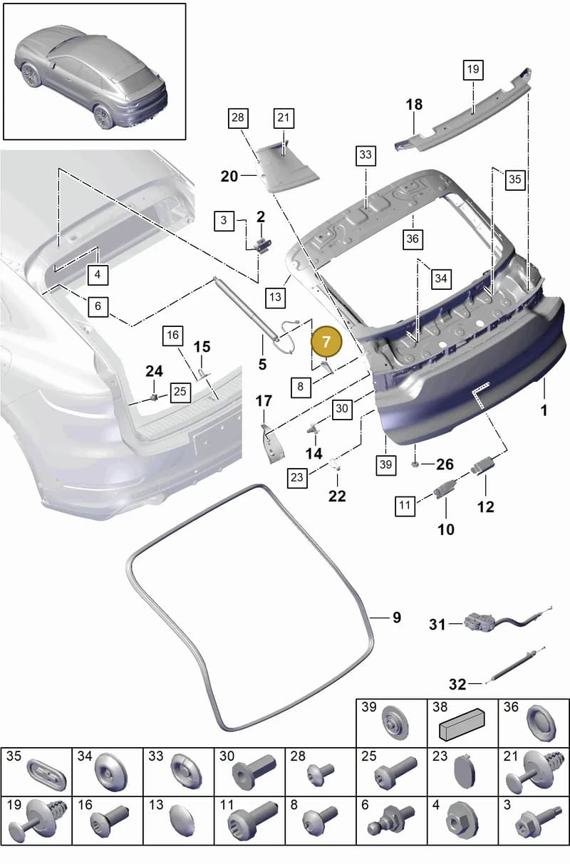 9Y3827602 — Porsche Cayenne (2017-2023) diagram p51803015, position 7
