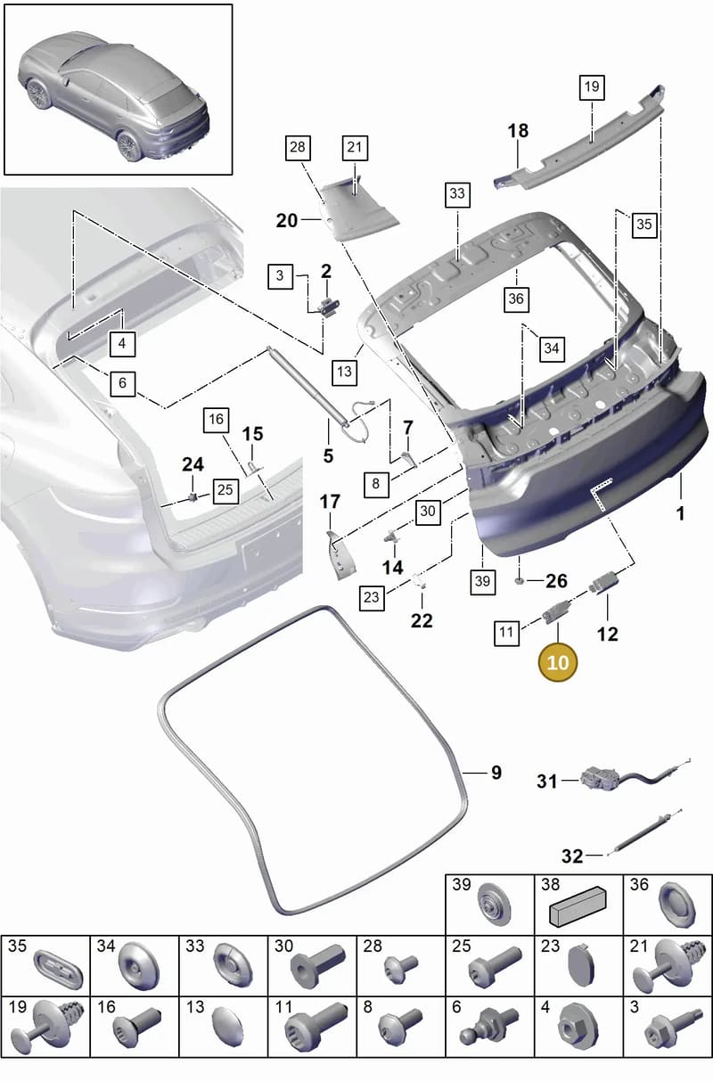 9Y3827951 — Porsche Cayenne (2017-2023) diagram p51803015, position 10