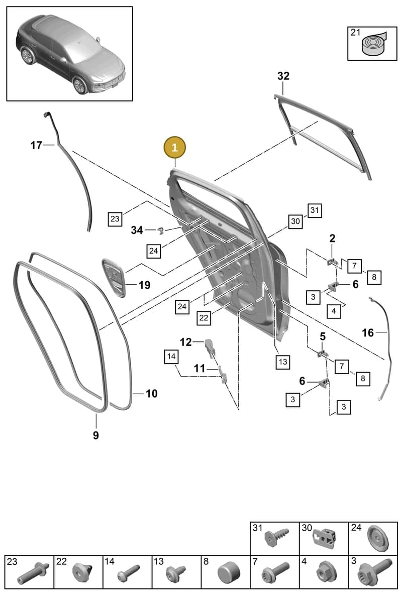 9Y3833051Y — Porsche Cayenne (2017-2023) diagram p51804020, position 1