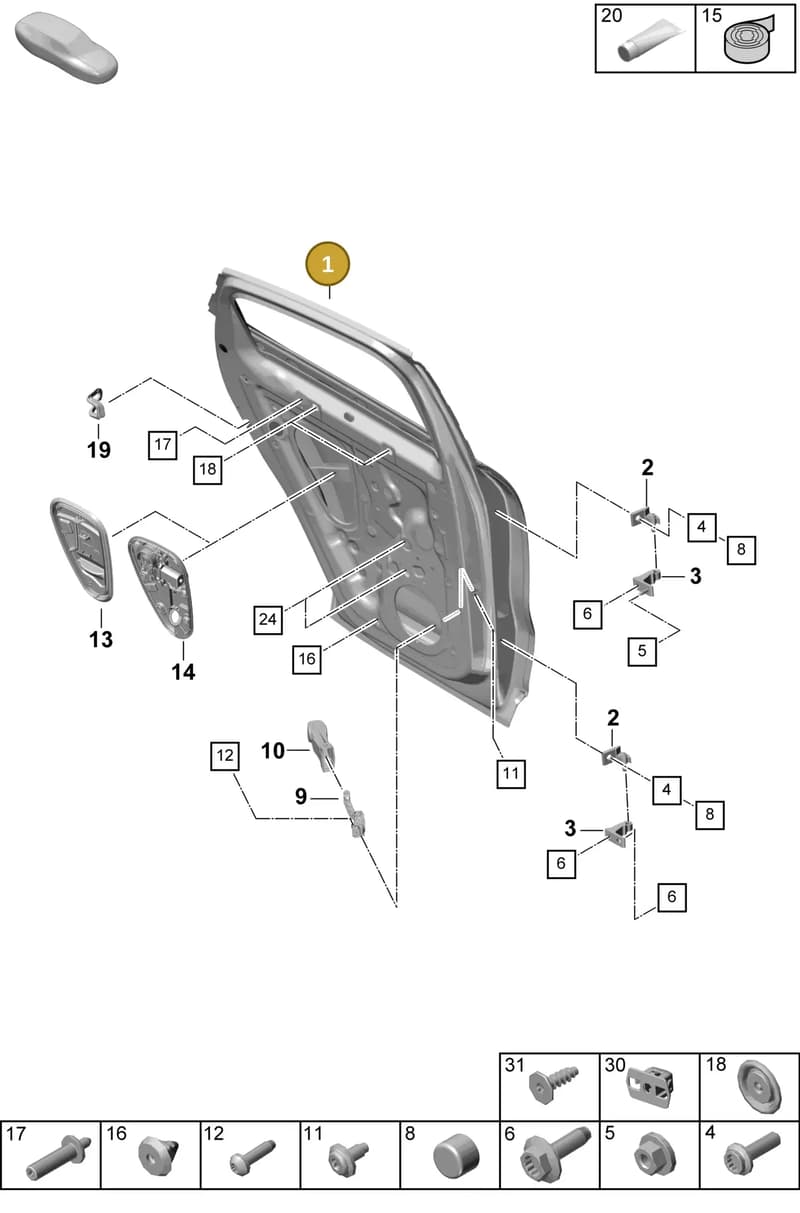 9Y3833052AYGRV — Porsche Cayenne Hybrid Coupe (2023-) diagram p60804075, position 1