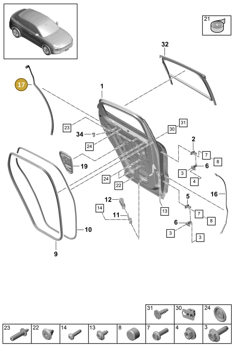 9Y3839762B — Porsche Cayenne (2017-2023) diagram p51804020, position 17