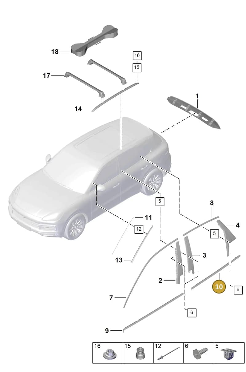 9Y3845453B — Porsche Cayenne (2017-2023) diagram p51810000, position 10