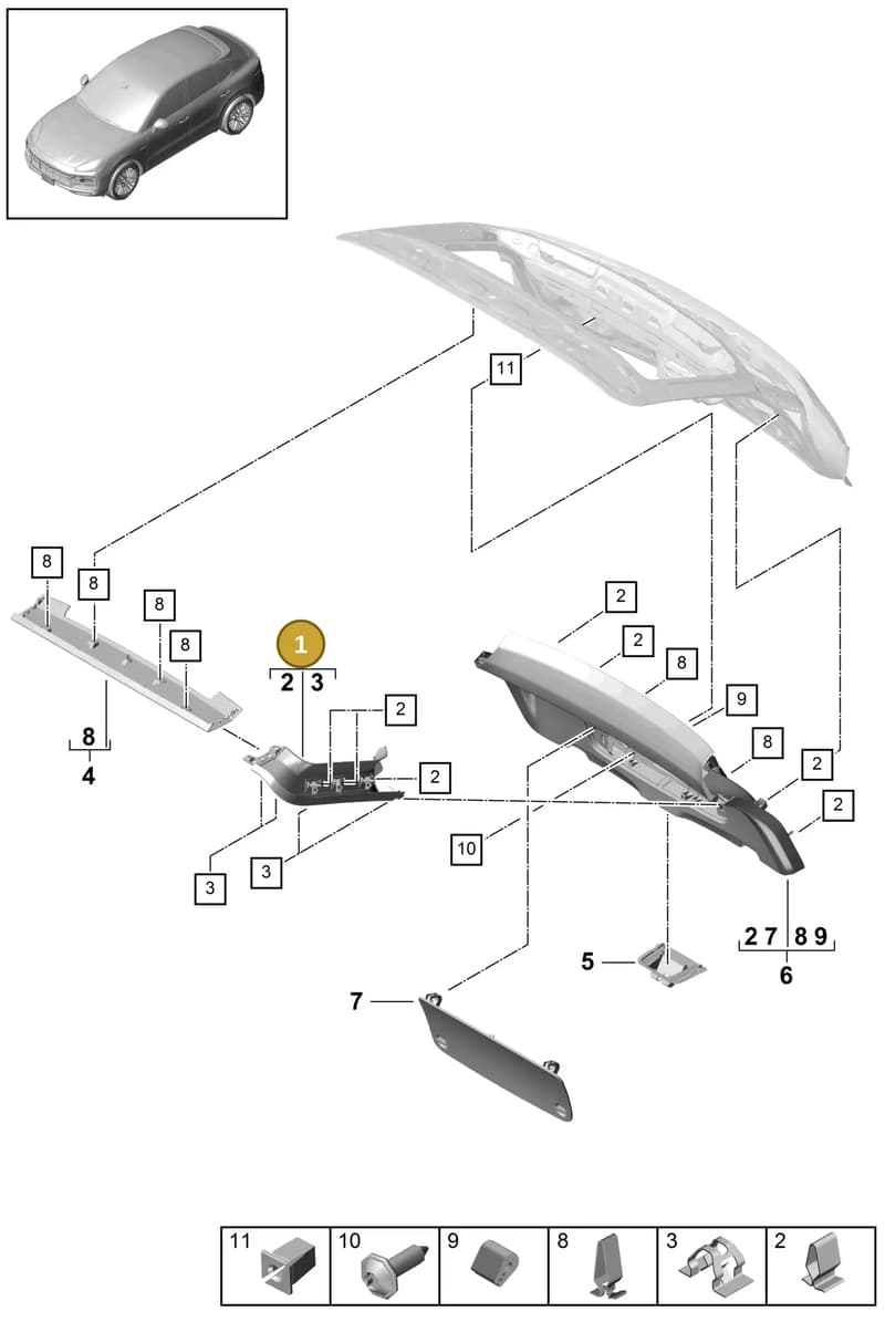 9Y3867607AOS1 — Porsche Cayenne (2017-2023) diagram p51807040, position 1