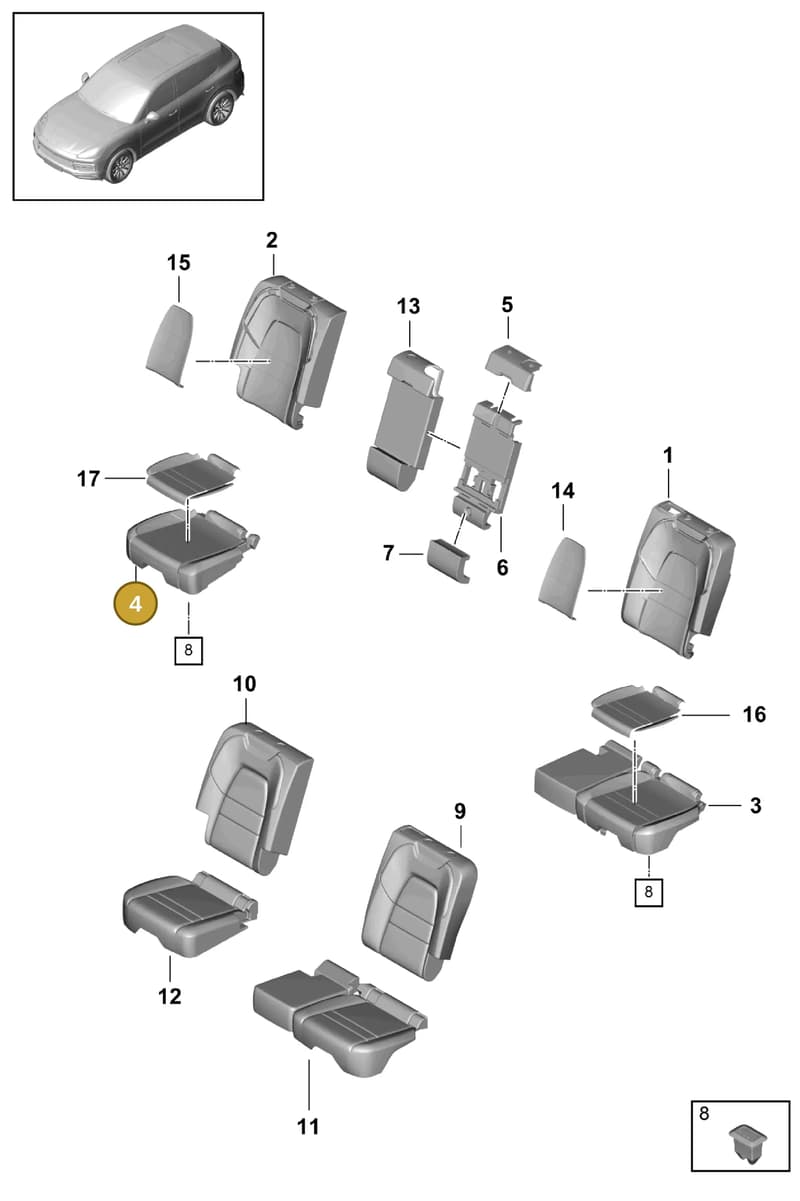 9Y3885376B — Porsche Cayenne (2017-2023) diagram p51818020, position 4