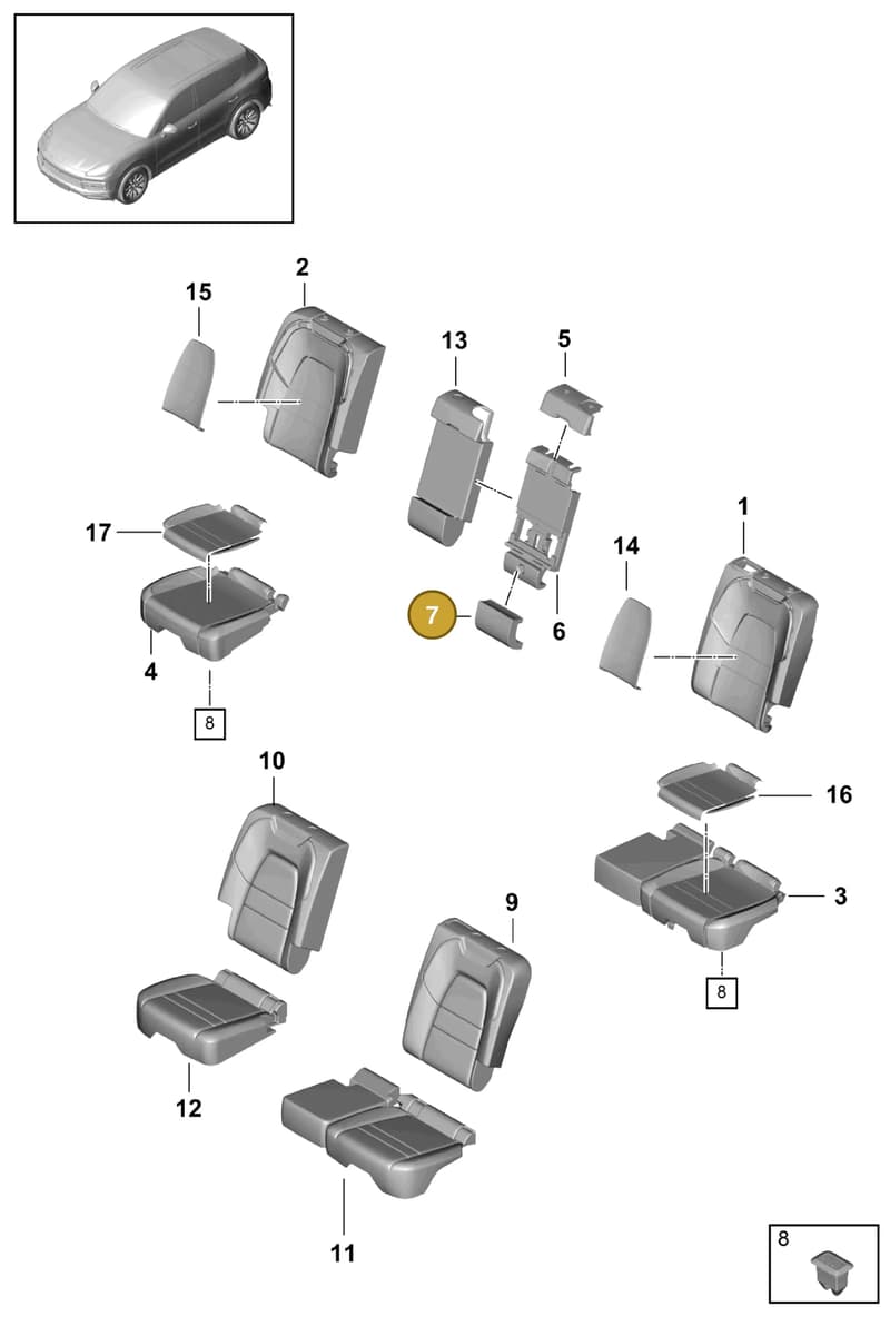 9Y3886887 — Porsche Cayenne (2017-2023) diagram p51818030, position 7