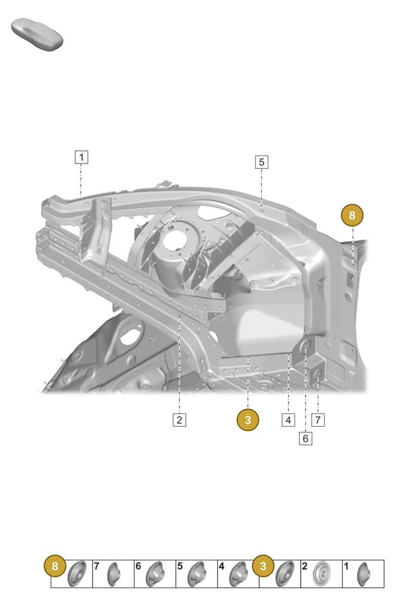 PAA899182 — Porsche Taycan Sport Turismo (2019-2024) diagram p56806000, position 3+8
