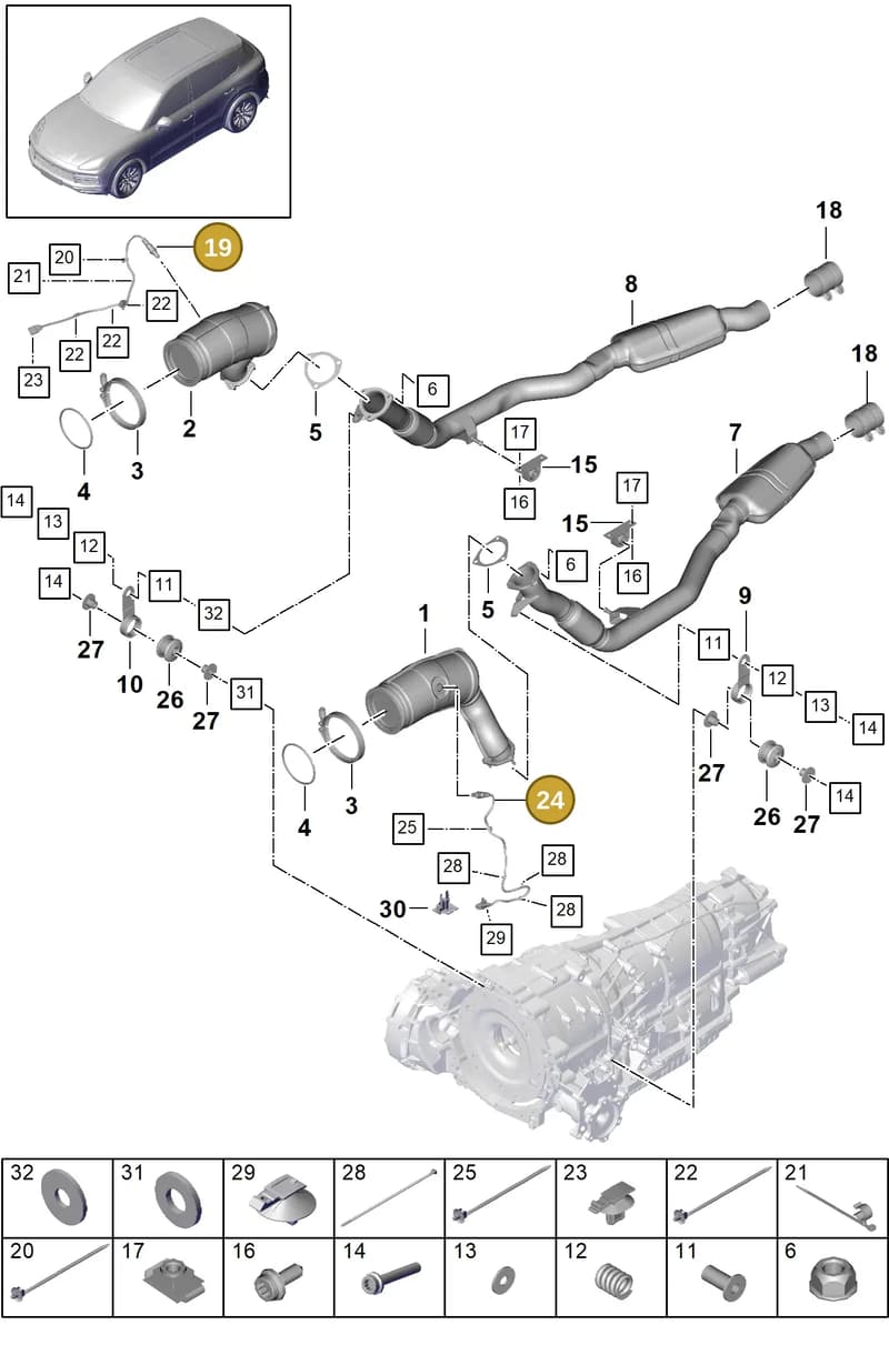 PAA906265 — Porsche Cayenne (2017-2023) diagram p51202065, position 19+24