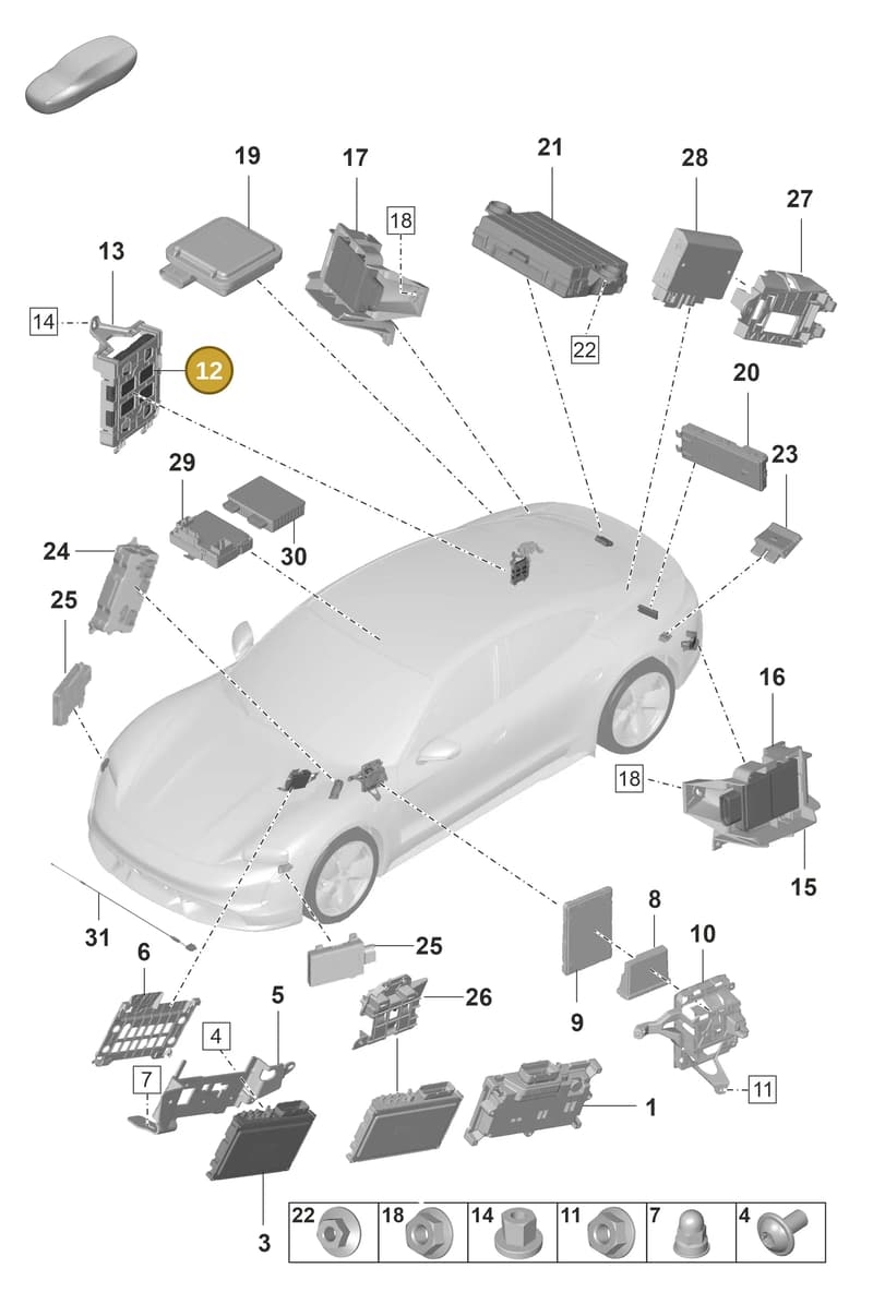 PAA907064 — Porsche Taycan Sport Turismo (2019-2024) diagram p56901040, position 12