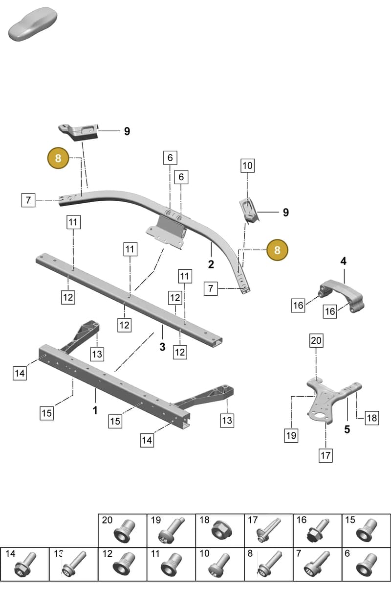 PAA912582 — Porsche Taycan Sport Turismo (2023-2025) diagram p64801150, position 8